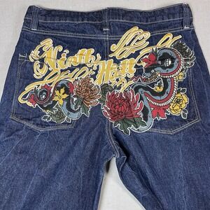NINTH HALL AMBUSH Jeans Mens Size 30x27 Dragon Embroidered Baggy Wide Leg Skater